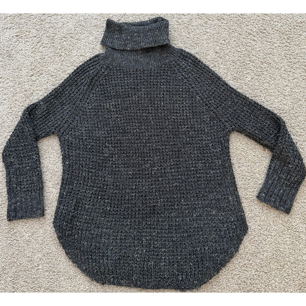 Free People Women's Marled Chunky Oversized Sweater Wool Blend Turtleneck Sz‎ XS